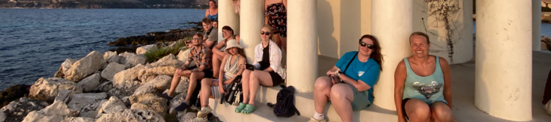 Students on a trip to Greece