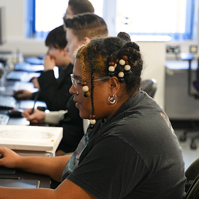 Group of students sitting at computers