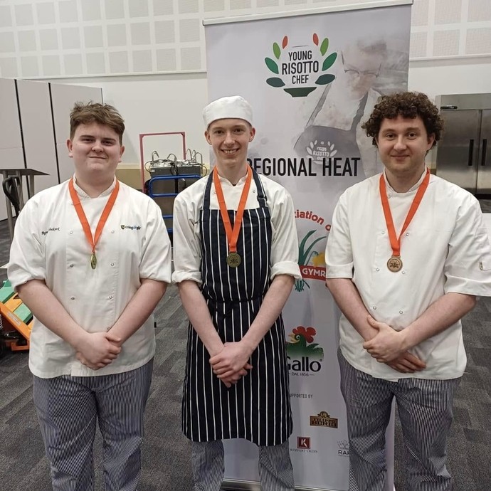 Harry with other Coleg Sir Gar winners at the Welsh championships wearing medals